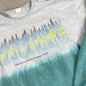 VTG Crater Lake National Park Adult Medium Long Sleeve Tee Tie Dye Great Green